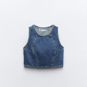 NWT ZARA RING DENIM TOP M